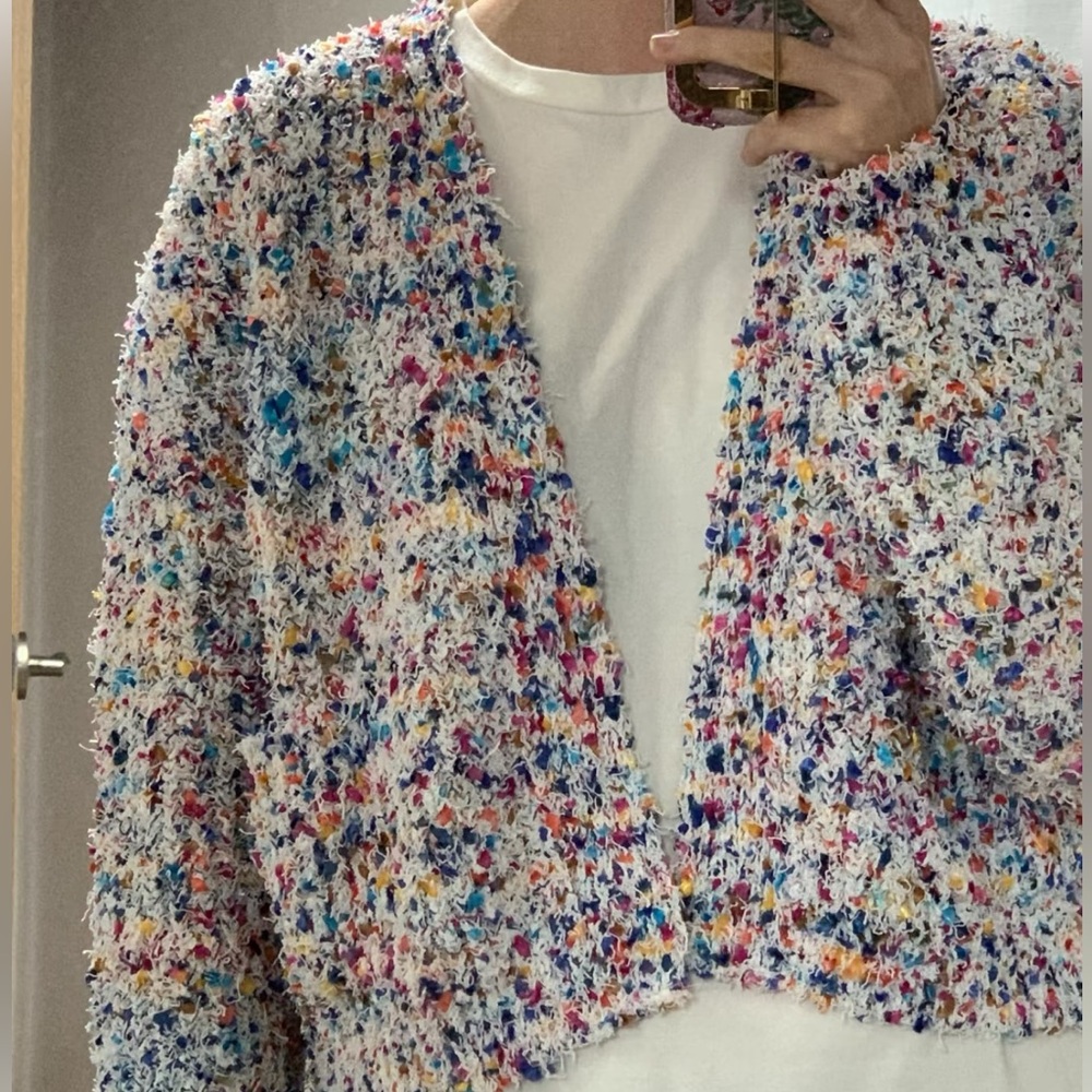 EENK Colorful Textured Knit Cardigan Sweater